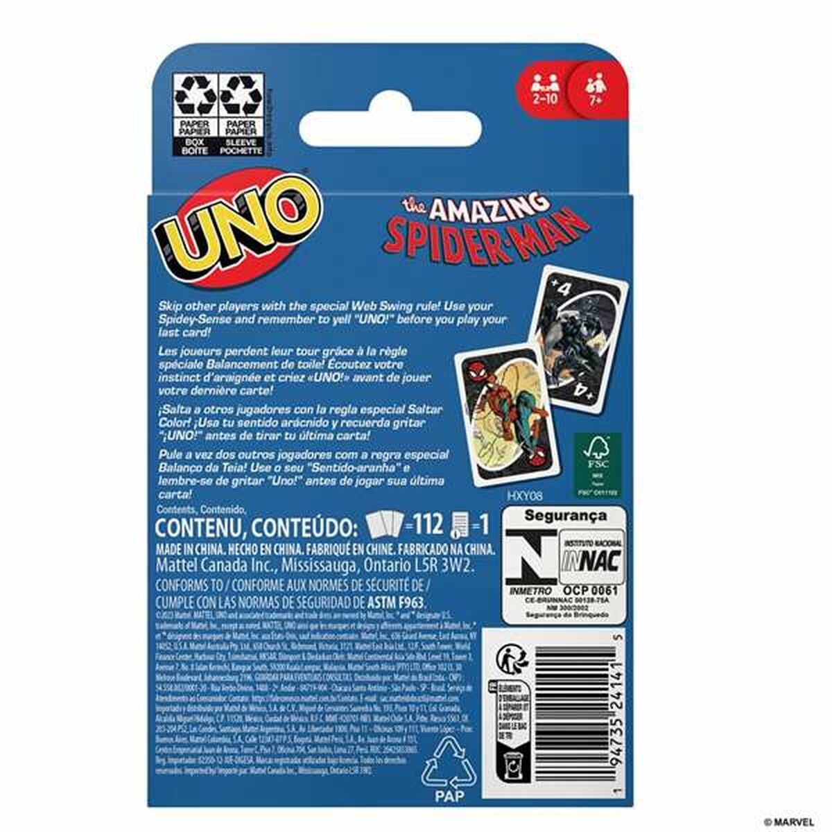 Juego de Cartas Mattel UNO Spiderman