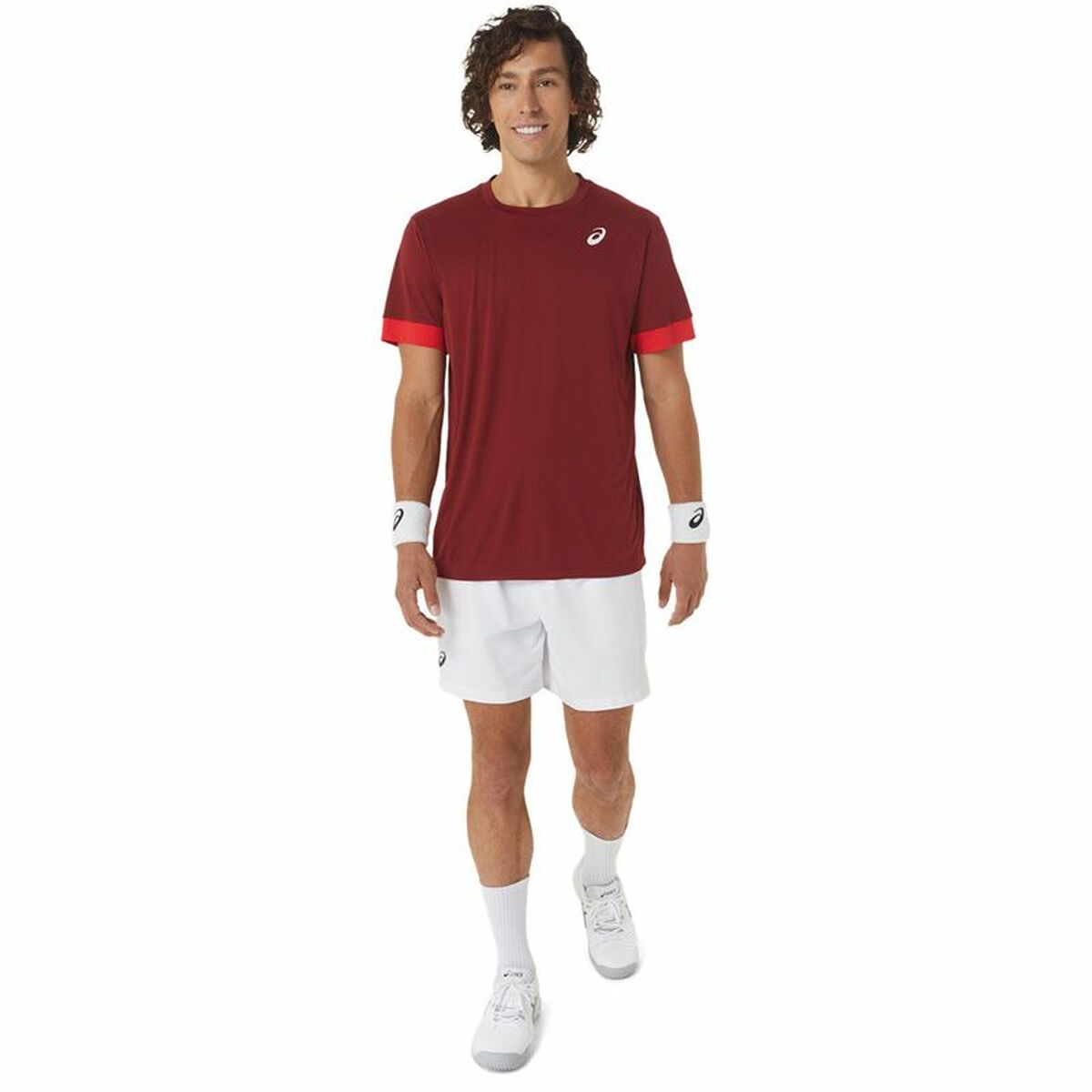 Camiseta de Manga Corta Hombre Asics Court Rojo Oscuro Tenis