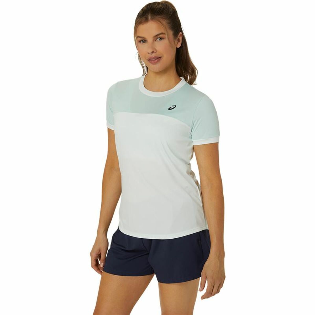 T-Shirt de Desporto de Manga Curta Asics Court Branco Mulher Ténis