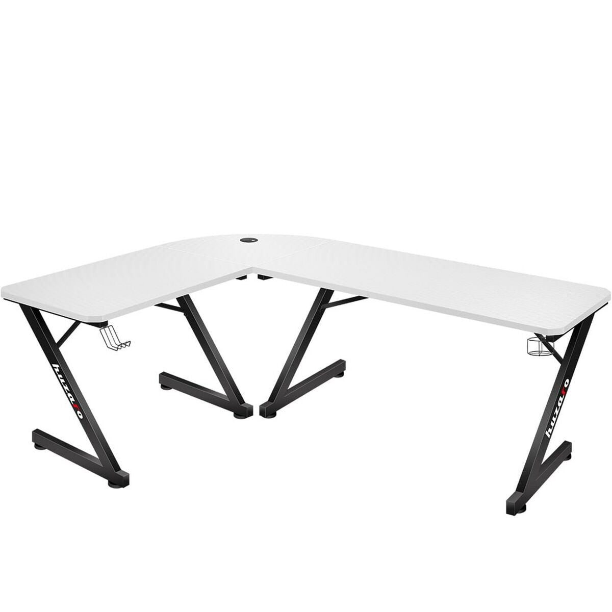 Desk Gaming Huzaro HZ-Hero 7.0 White Black Carbon fibre 154 x 72,5 x 117 cm