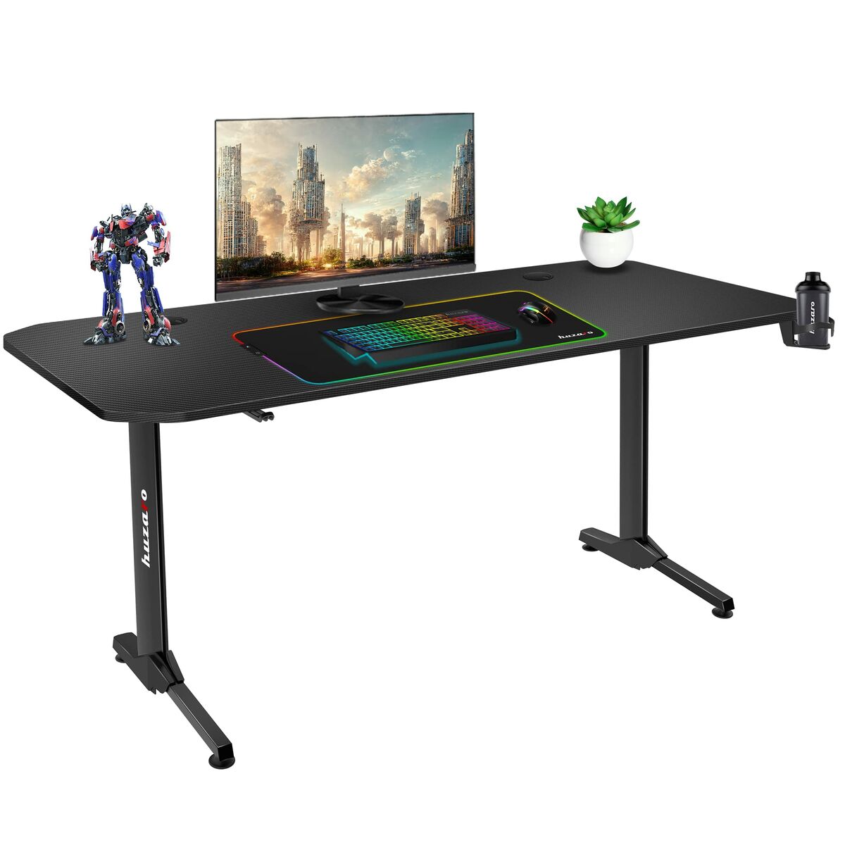 Mesa de Escritório Gaming Huzaro HZ-Hero 4.7 Preto Madeira MDF 160 x 75 cm