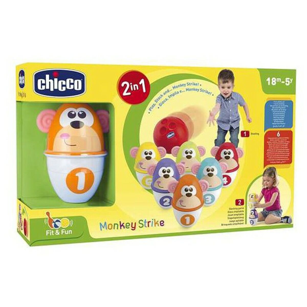 Jogo de Bolos Monkey Strike Chicco (7 pcs)