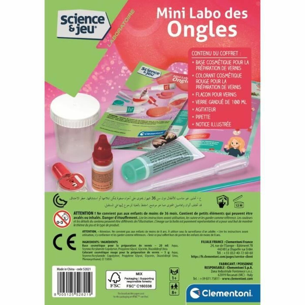 Jogo de Trabalhos Manuais Clementoni Mini Nail Lab Create your own nail polish (FR)