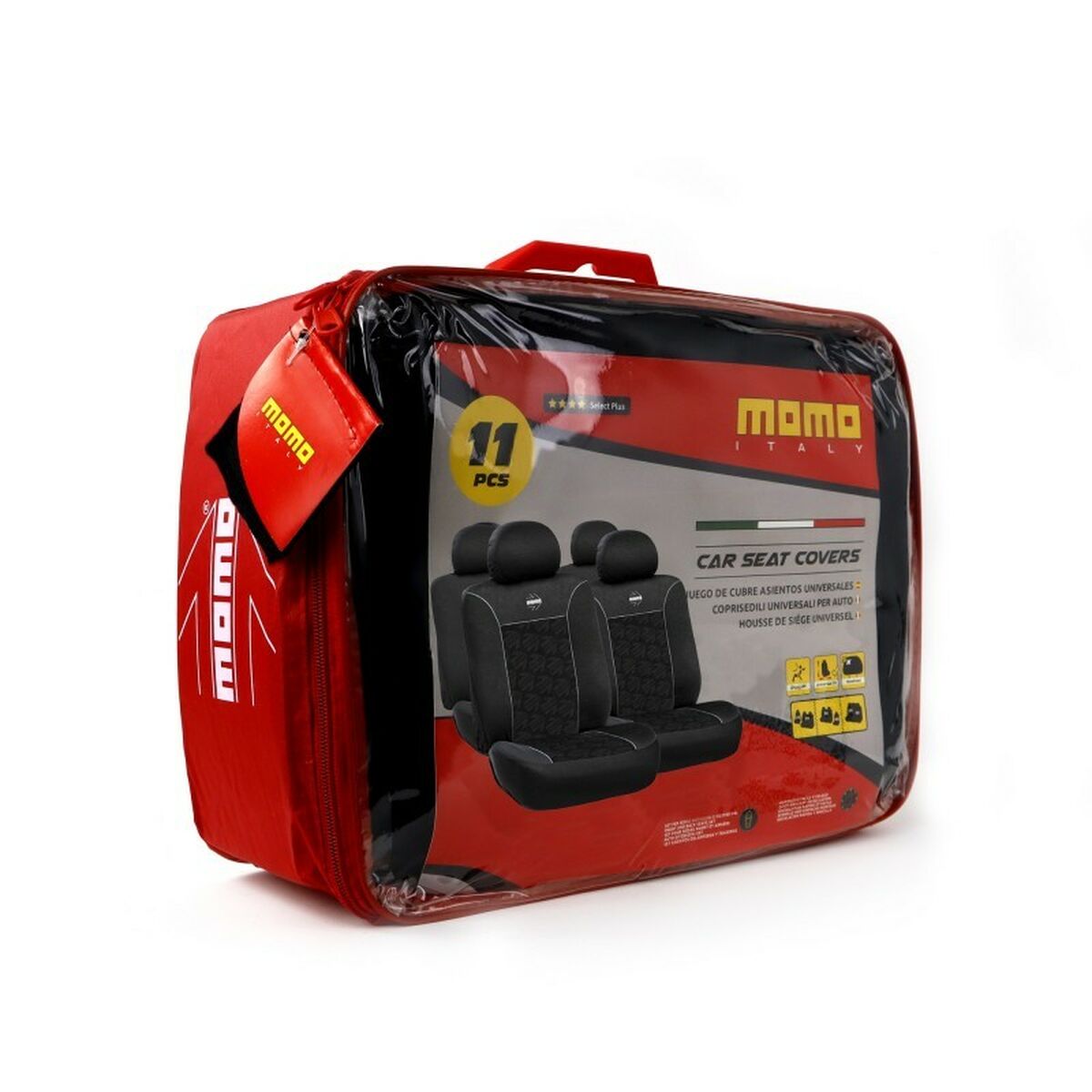 Fundas para Asientos de Coche Momo MOMLSC050BR Negro Rojo 11 Piezas