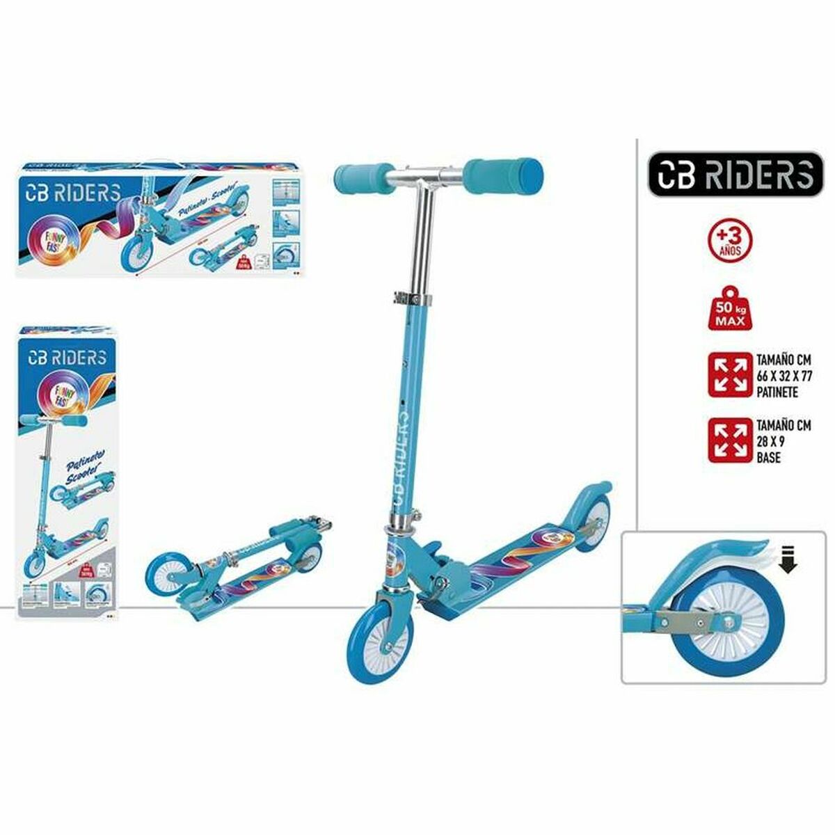 Patinete Scooter Colorbaby Azul Alumínio Comprido (77 cm)