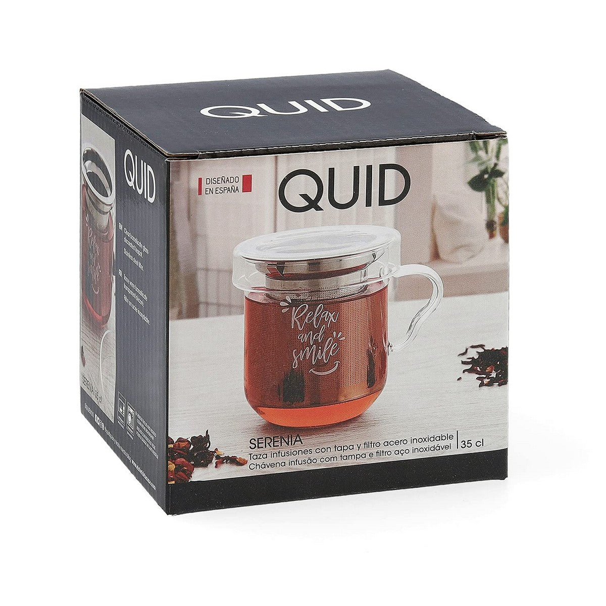 Juego de Tazas de Café Quid Transparente Acero Inoxidable Vidrio 3 Piezas (350 ml)