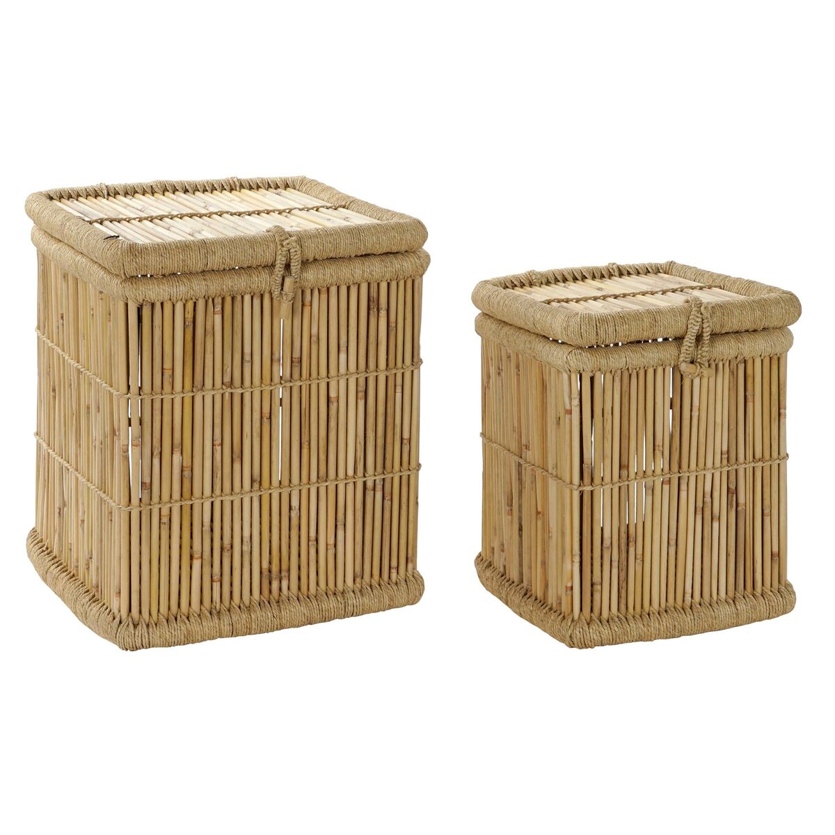 Conjunto de Cestas DKD Home Decor Natural Corda Bambu (46 x 46 x 55 cm)