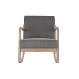 Rocking Chair DKD Home Decor Natural Dark grey Polyester Rubber wood Sixties 66 x 85 x 81 cm