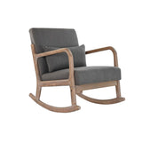 Rocking Chair DKD Home Decor Natural Dark grey Polyester Rubber wood Sixties 66 x 85 x 81 cm