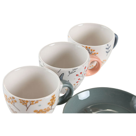 Conjunto de Chávenas com Pratos DKD Home Decor Porcelana Multicolor 90 ml