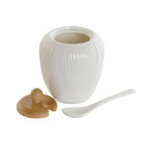 Milk jug and sugar bowl DKD Home Decor White Natural Bamboo Porcelain 19,5 x 9 x 17 cm