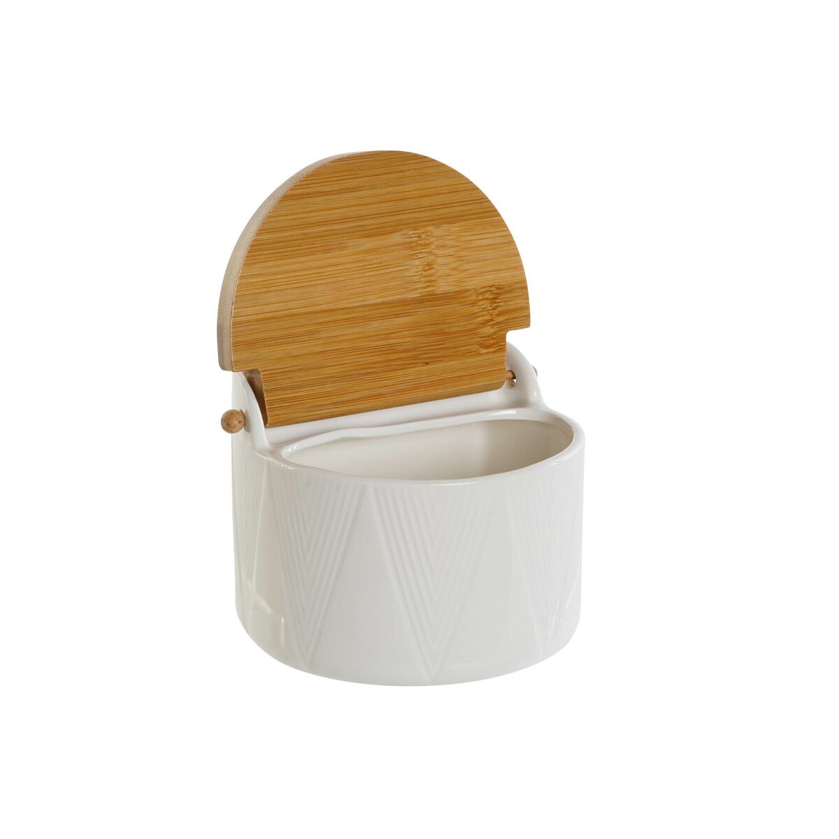 Salero con Tapa DKD Home Decor Blanco Natural Bambú Porcelana 12 x 10 x 11 cm