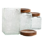 Conjunto de 3 Potes Home ESPRIT Natural Cristal Acácia 500 ml 750 ml 1 L 9,5 x 9,5 x 17,5 cm