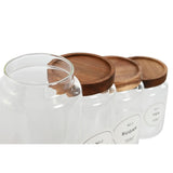 Conjunto de 4 Potes Home ESPRIT Natural Acácia Vidro de Borosilicato 1 L 1,3 L 1,7 L 10 x 10 x 29,5 cm