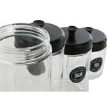 Conjunto de 4 Potes Home ESPRIT Preto Metal Cristal 1 L 1,5 L 1,8 L 10,4 x 10,4 x 26,4 cm