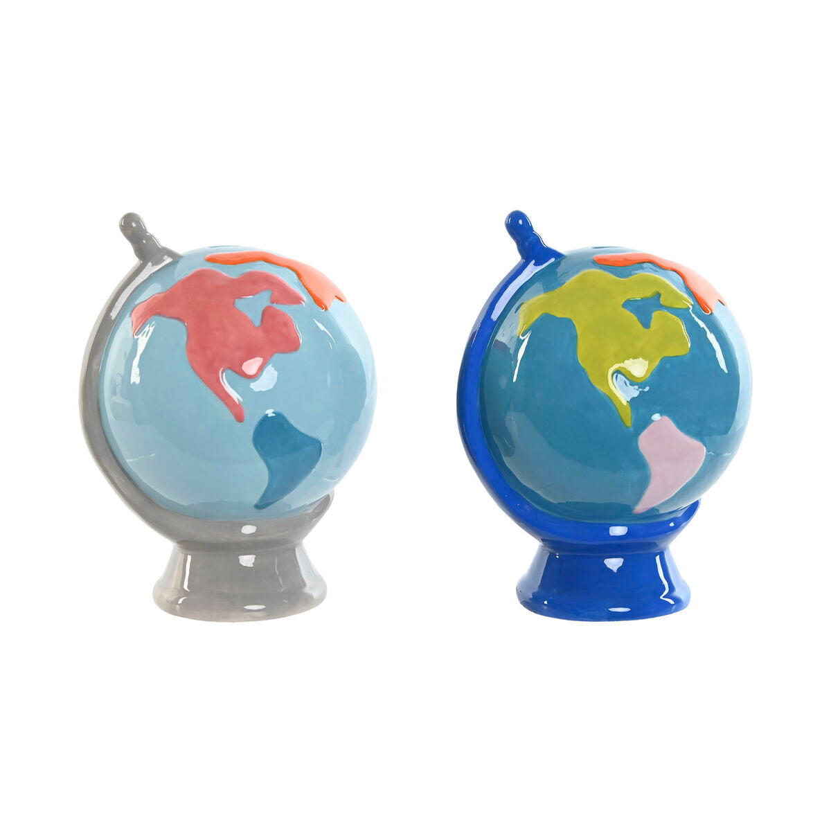 Hucha Home ESPRIT Dolomita Globo Terraqueo 14,5 x 13,5 x 19 cm (2 Unidades)