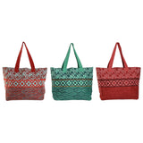 Bolsa Mulher Home ESPRIT Vermelho Verde Coral 55 x 14 x 35 cm (3 Unidades)