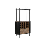 Suporte para garrafas Home ESPRIT Preto Natural Metal Abeto 90 x 36 x 150 cm