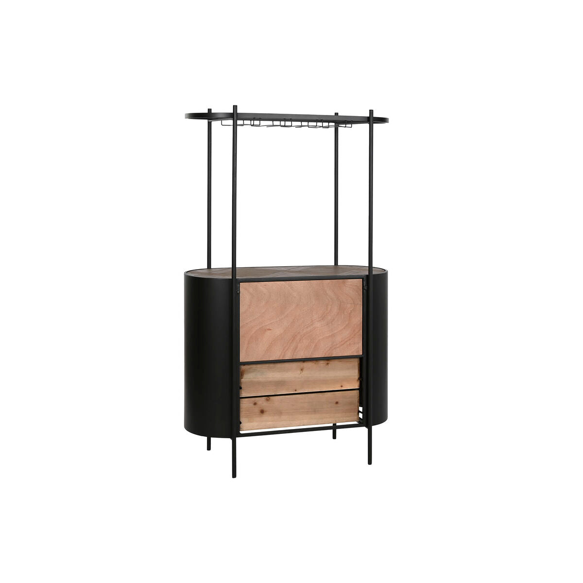 Suporte para garrafas Home ESPRIT Preto Natural Metal Abeto 90 x 36 x 150 cm