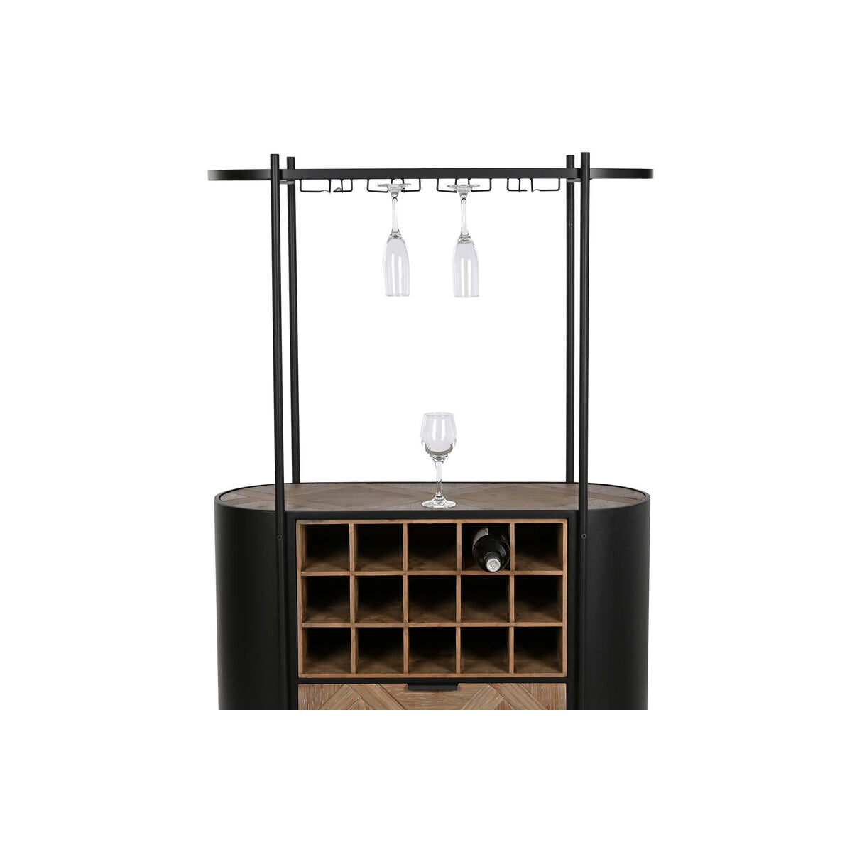 Suporte para garrafas Home ESPRIT Preto Natural Metal Abeto 90 x 36 x 150 cm