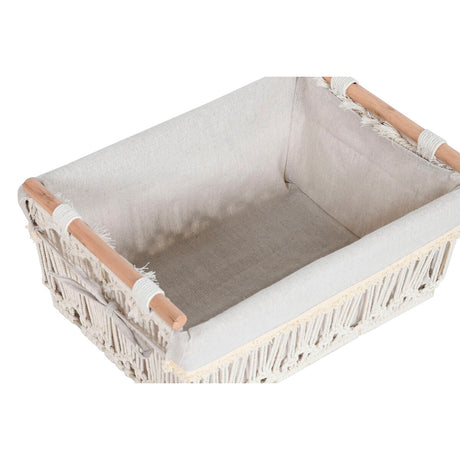 Cesto de Roupa Suja Home ESPRIT Branco Natural Metal Shabby Chic 42 x 32 x 51 cm 5 Peças