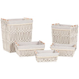 Cesto de Roupa Suja Home ESPRIT Branco Natural Metal Shabby Chic 42 x 32 x 51 cm 5 Peças