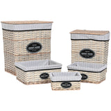 Cesto de Roupa Suja Home ESPRIT Branco Castanho Preto Cinzento Natural vime Shabby Chic 47 x 35 x 55 cm 5 Peças