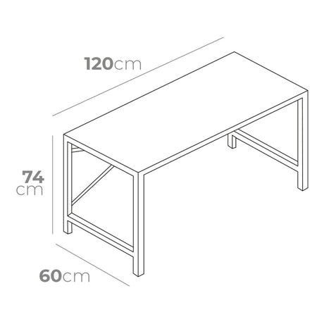 Desk EDM 75195 Black Wood Metal 120 x 60 x 74 cm