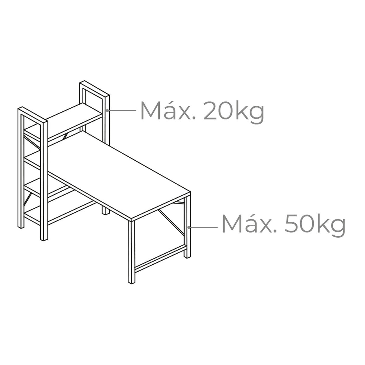 Mesa de escritório com prateleira EDM 75196 Preto Madeira Metal 121 x 120 x 64 cm