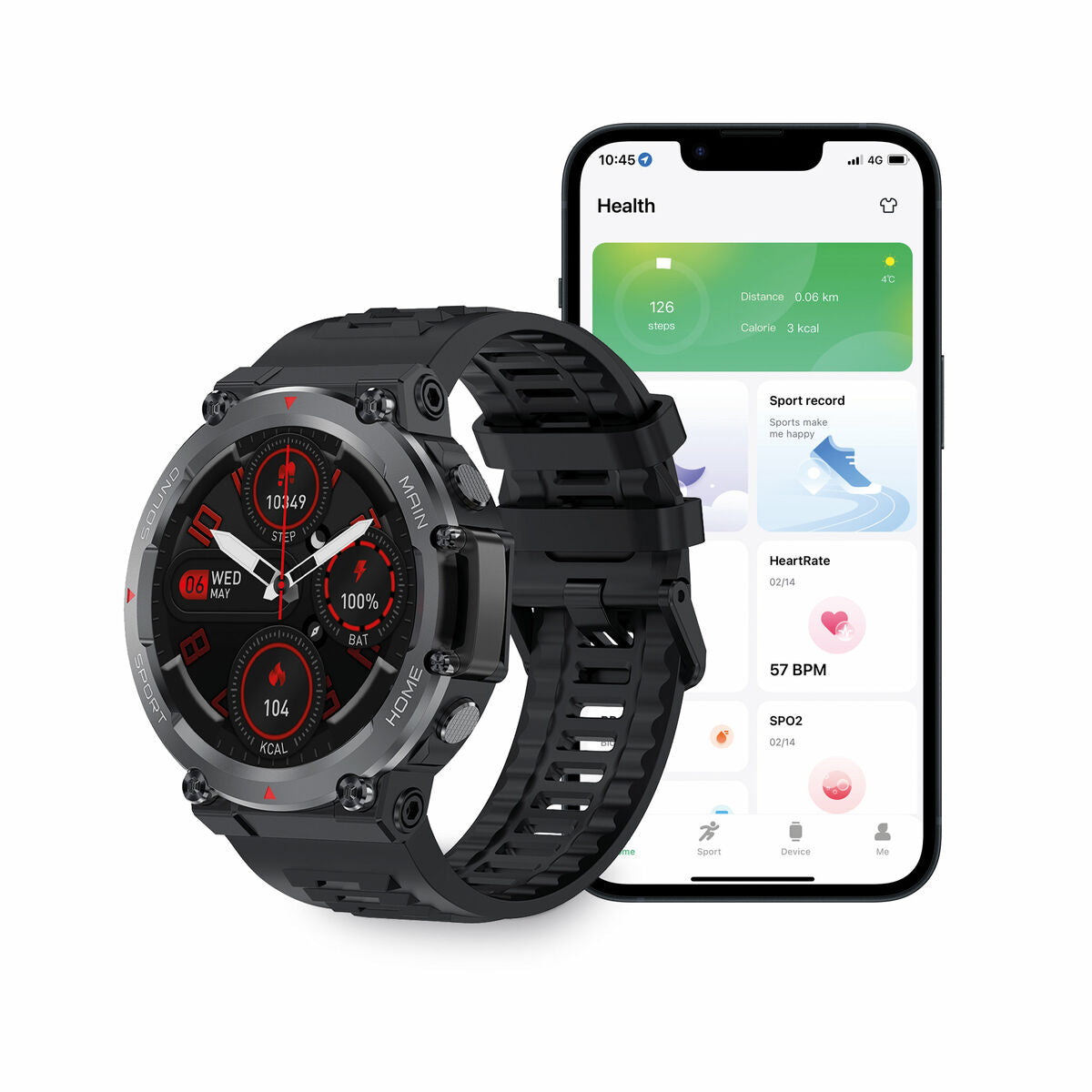 Smartwatch KSIX Oslo 1,5" Bluetooth 5.0 270 mAh Preto