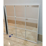 Espejo de pared Blanco Metal Cristal Ventana 90 x 90 x 2 cm