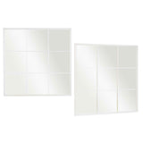 Espejo de pared Blanco Metal Cristal Ventana 90 x 90 x 2 cm