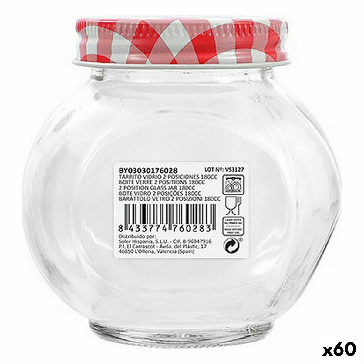 Frasco Mediterraneo Vidro 180 ml 8 x 6,1 x 8 cm (60 Unidades)