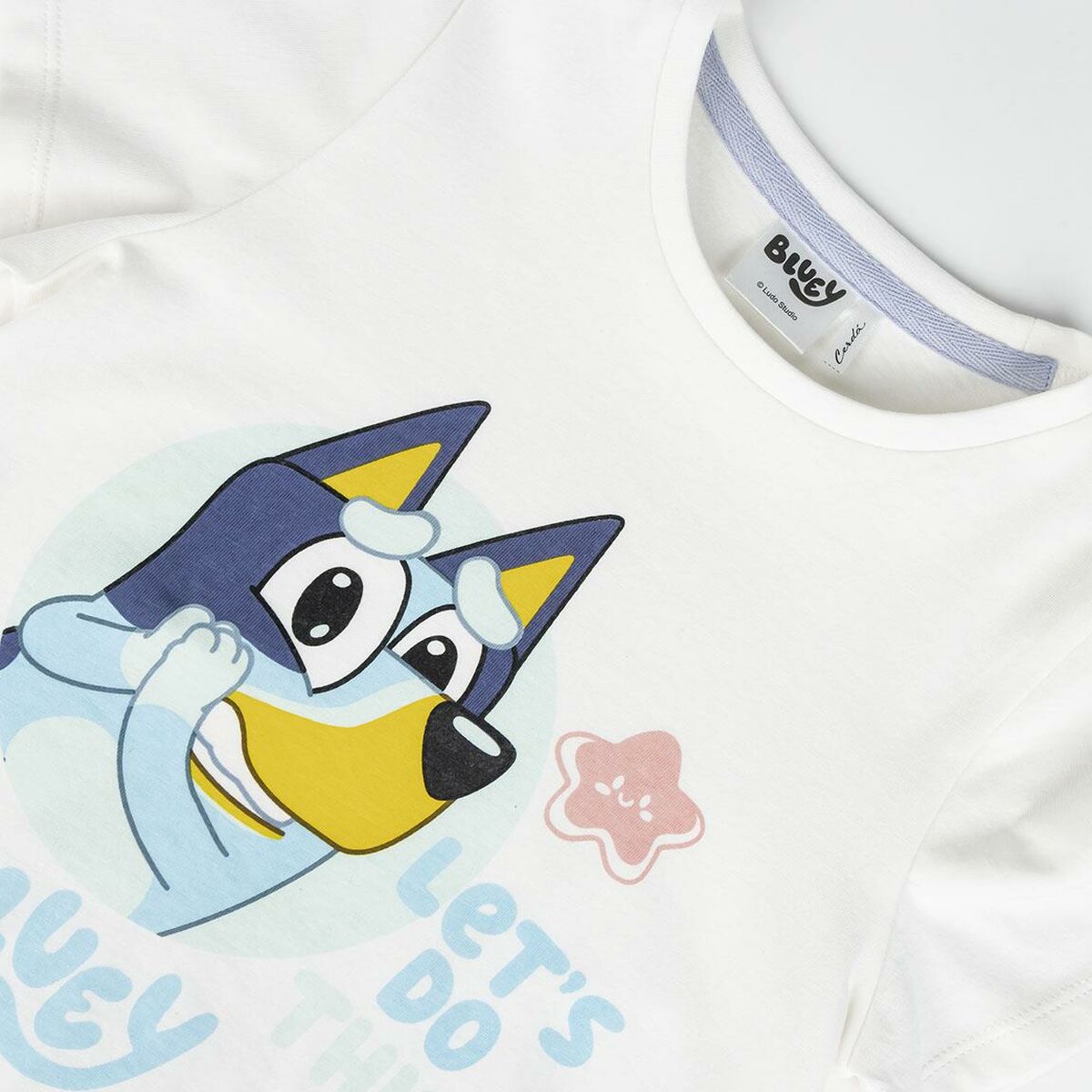 Camiseta de Manga Corta Infantil Bluey Blanco