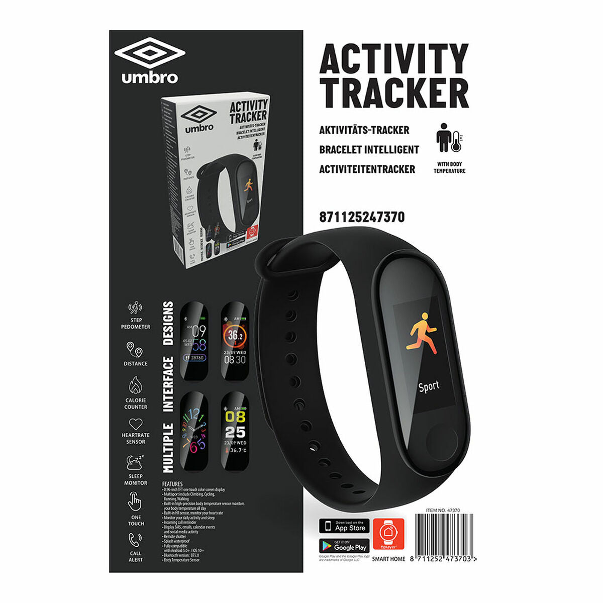 Pulseira de Atividade Umbro Preto 0,96"