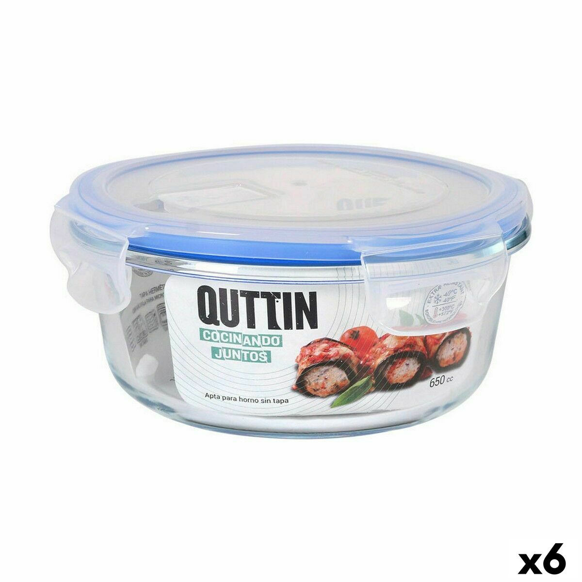 Lancheira Hermética Quttin Redonda 650 ml ø 15,5 x 7,1 cm (6 Unidades)