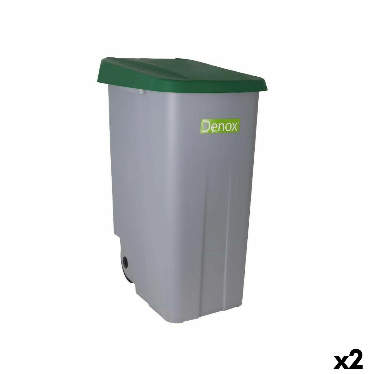 Caixote do Lixo com Rodas Denox 110 L Verde 58 x 41 x 89 cm (2 Unidades)