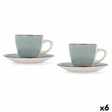 Set of Mugs with Saucers Quid Vita Morning Blue Ceramic (4 Pieces) (6 Units)