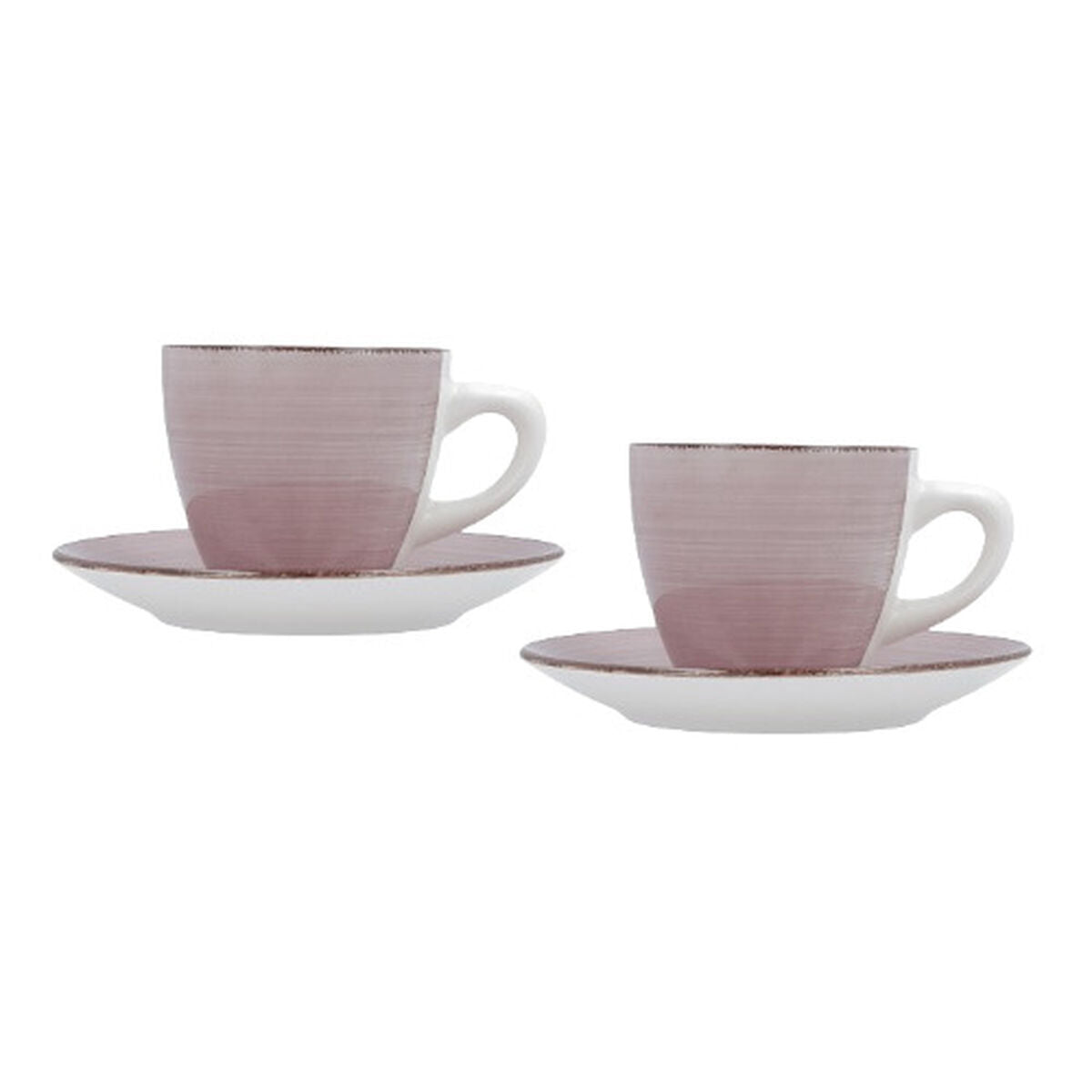 Conjunto de Chávenas com Pratos Quid Vita Morning Cor de Rosa Cerâmica (4 Peças) (6 Unidades)