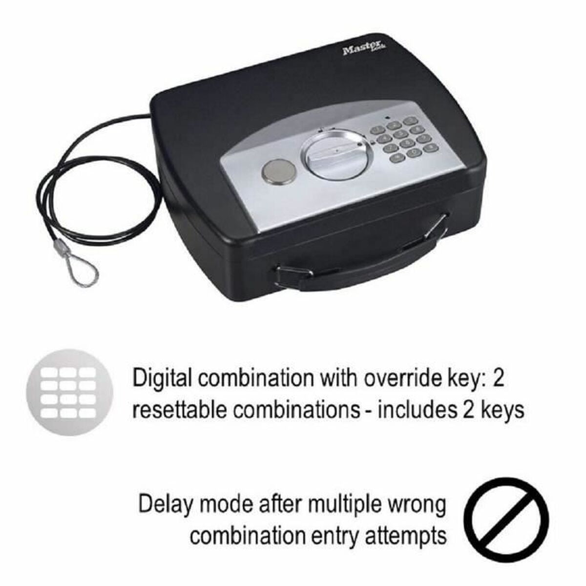 Cofre Portátil com Cabo de Segurança Master Lock Preto Aço - EcoNest