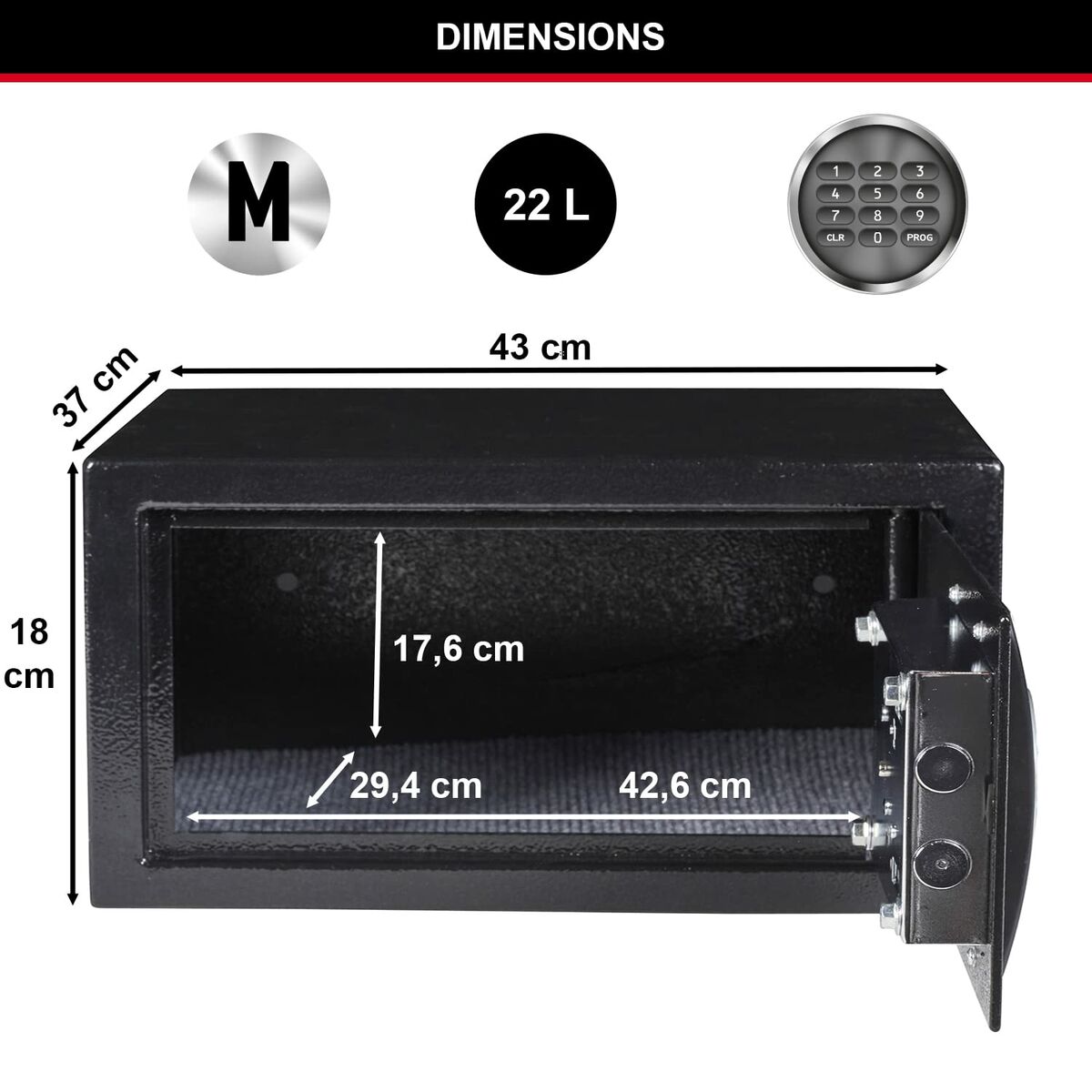 Cofre Master Lock X075ML 43 x 37 x 18 cm Preto Preto/Cinzento Aço - EcoNest