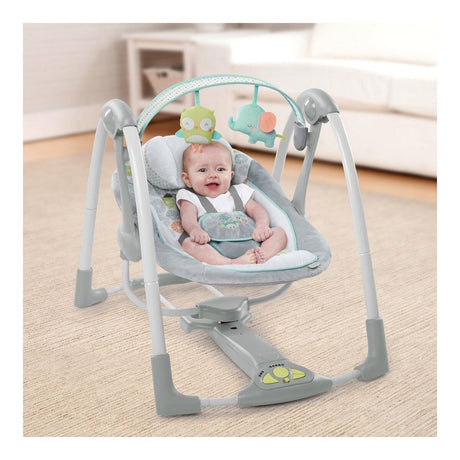 Cadeira de baloiço Ingenuity Compact Swing - Hugs & Hoots Branco Cinzento - EcoNest