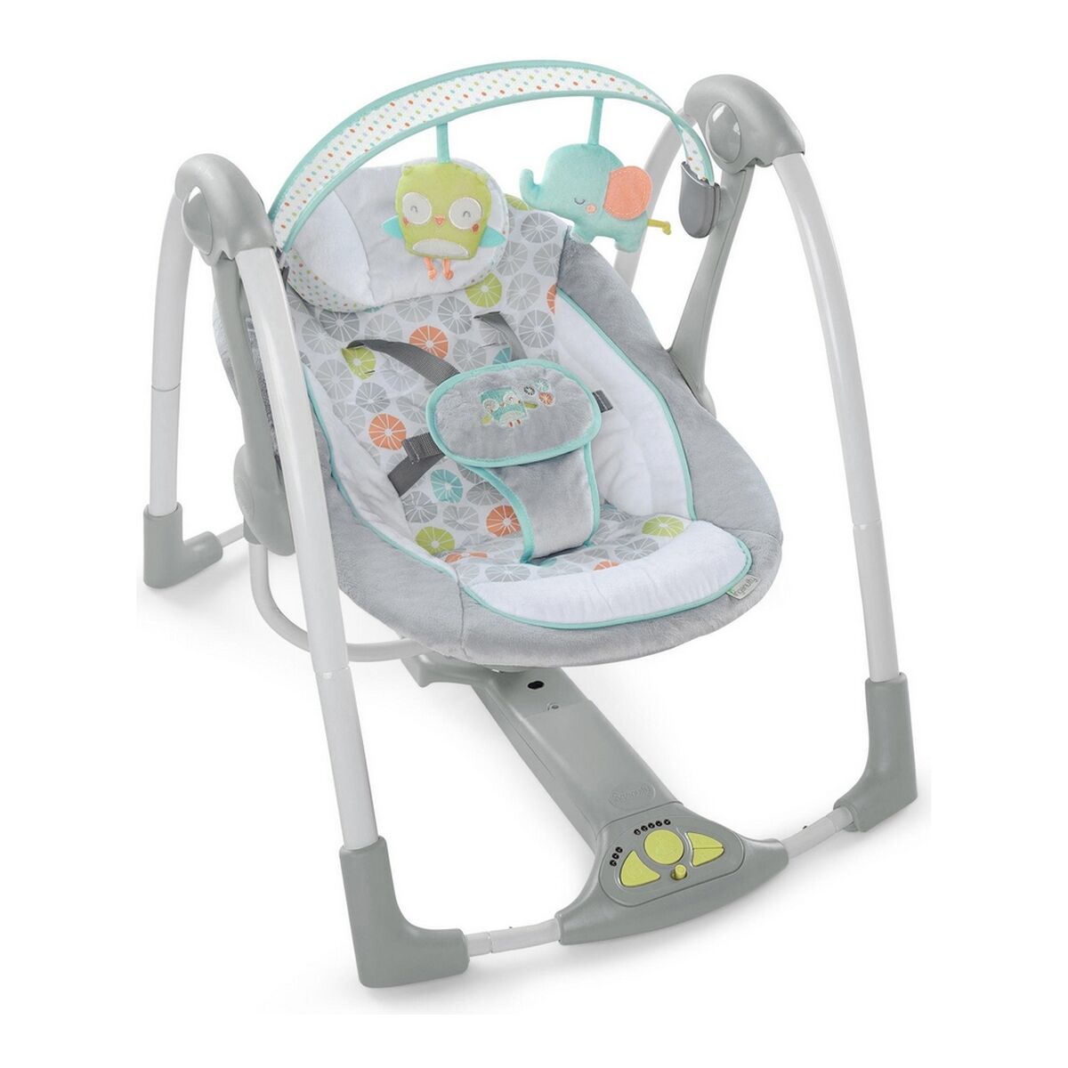 Cadeira de baloiço Ingenuity Compact Swing - Hugs & Hoots Branco Cinzento - EcoNest