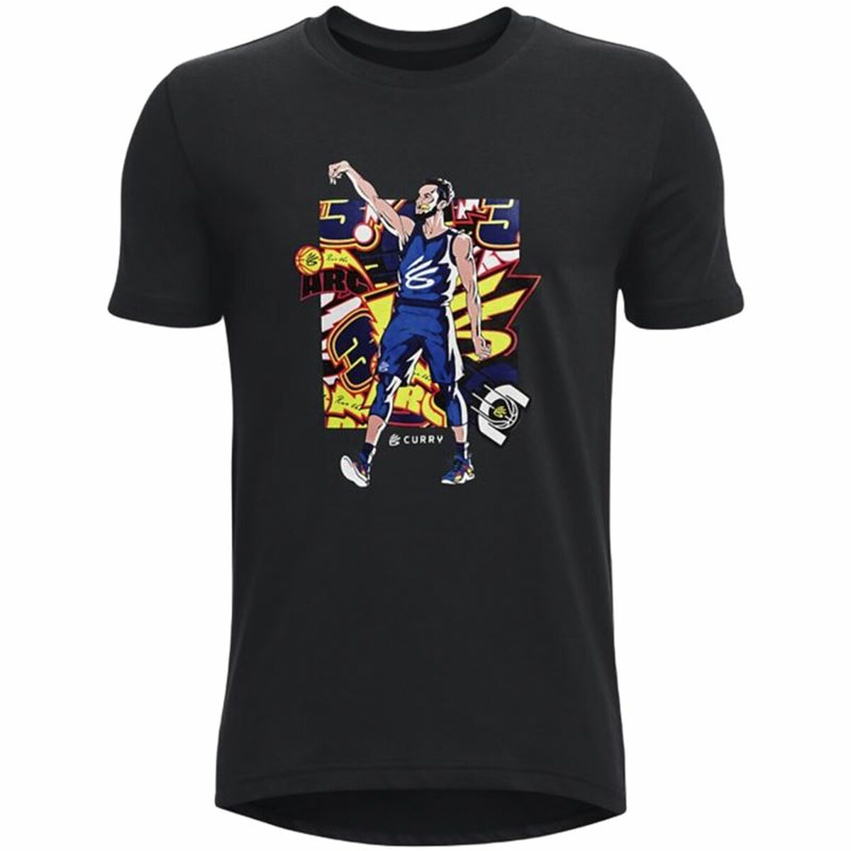 Camisola de Manga Curta Infantil Under Armour Curry Preto - EcoNest