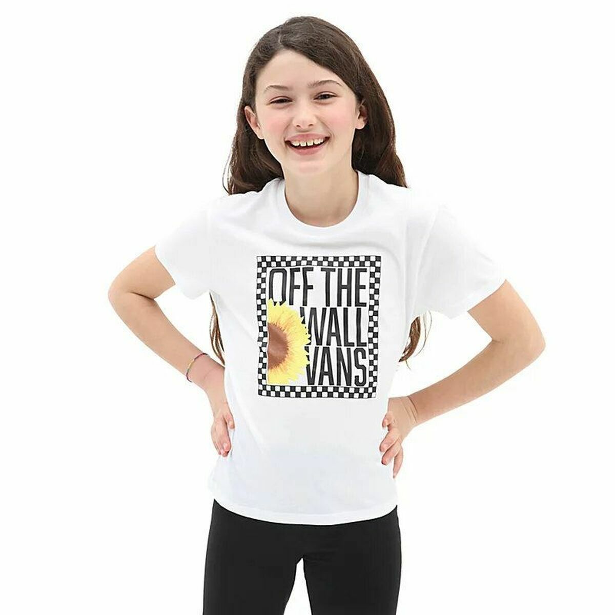 Camisola de Manga Curta Infantil Vans Sunlit Crew Branco - EcoNest