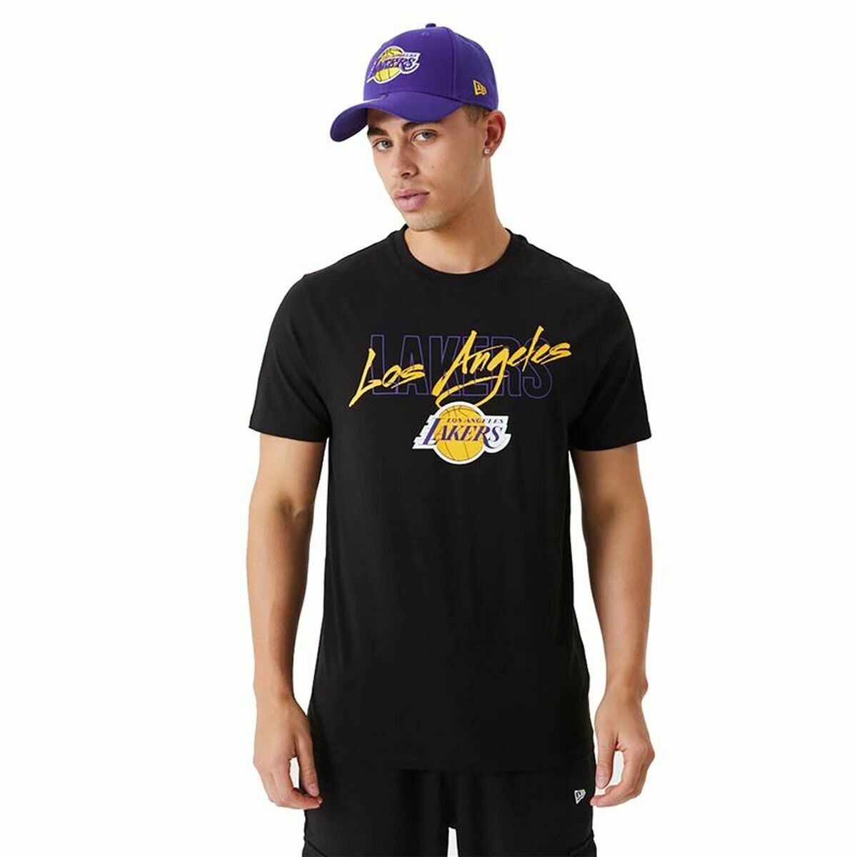 Camisola de Manga Curta Homem New Era Script LA Lakers - EcoNest