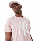 Camisola de Manga Curta New Era MLB League Essentials New York Yankees Rosa Claro Unissexo - EcoNest