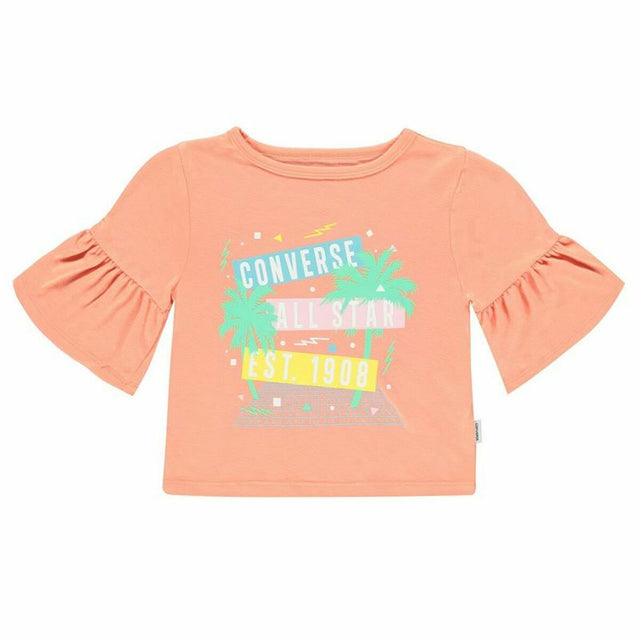 Camisola de Manga Curta Infantil Converse Ruffle Salmão - EcoNest