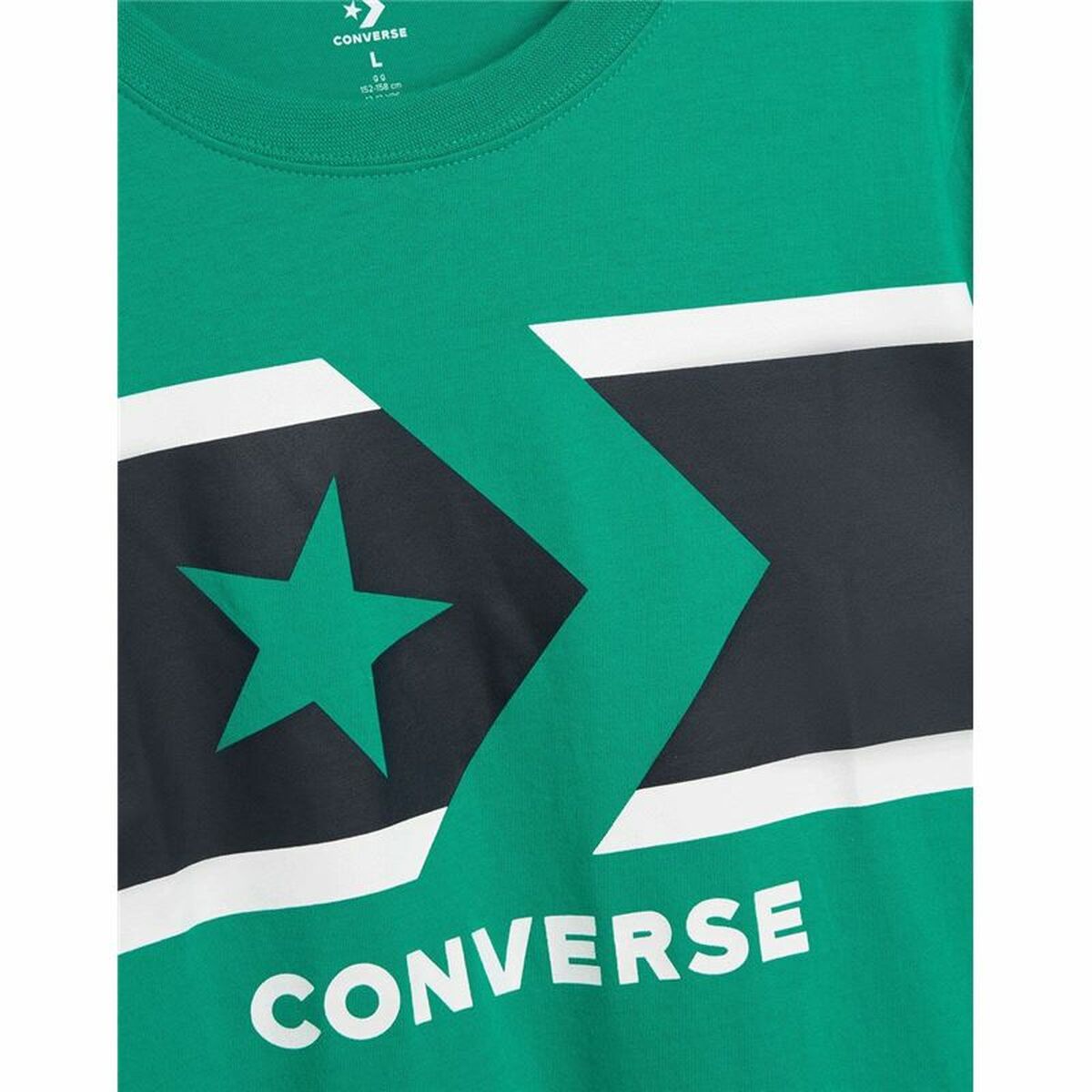 Camisola de Manga Curta Infantil Converse Stripe Star Chevron Verde - EcoNest