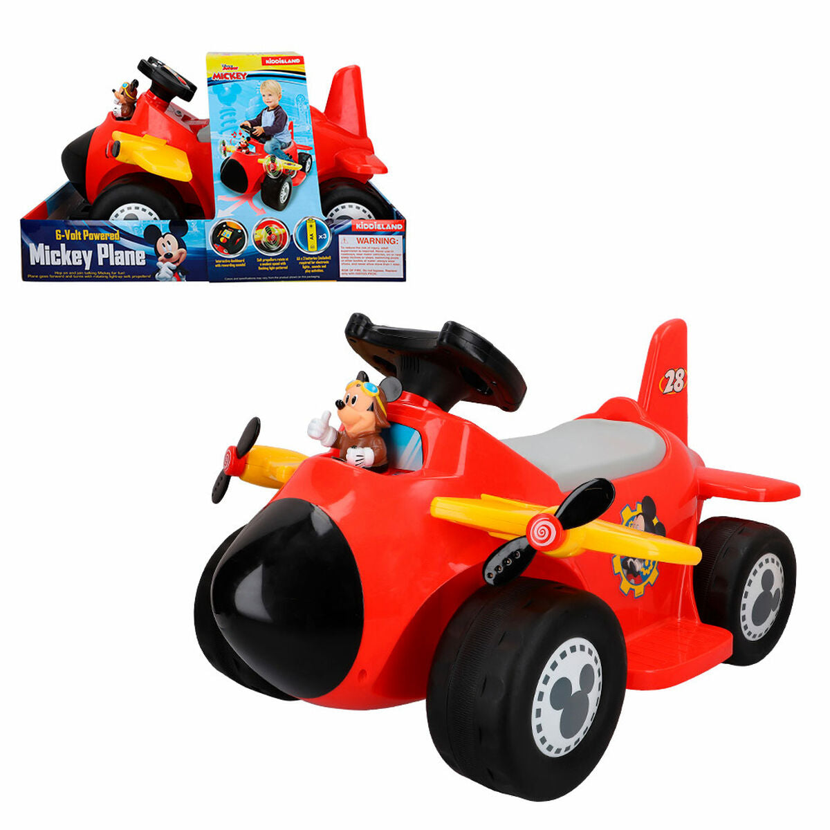 Carro elétrico para crianças Mickey Mouse Bateria Avioneta 6 V - EcoNest